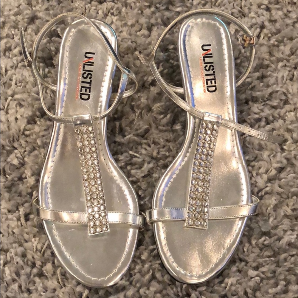 Unlisted - Strap Sandal - Silver - Rhinestones